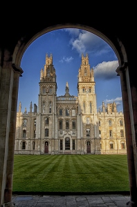 All Souls College at Oxford University as viewed from the Radcliffe Square gate. 