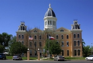 The Presidio County Courthouse in downtown Marfa, Texas. 