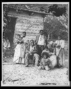 An enslaved family outside Beaufort, South Carolina in 1862. 