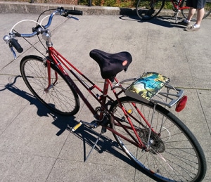 Bike with books on rack