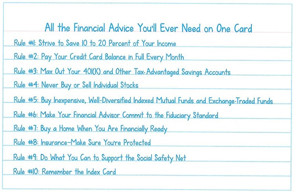 The Index Card of financial advice