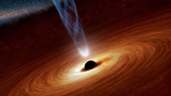 An artists conception of a massive black hole. Don't get too close!!