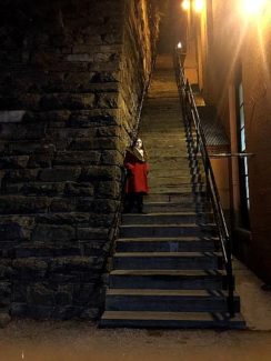 Yours truly on location at the Exorcist Stairs.