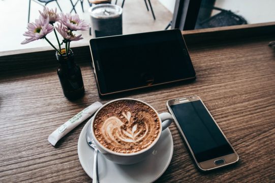 phone and coffee