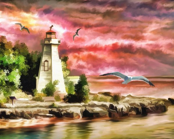 painting of a lighthouse