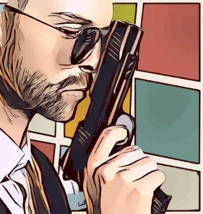 illustration of man with gun